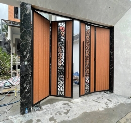 Nhận Thi Công Cổng Sắt Ốp Gỗ Nhựa Tại Phường Trảng Dài - Đồng Nai