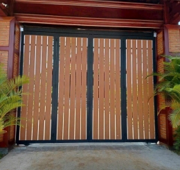 Nhận Thi Công Cổng Sắt Ốp Tấm Ốp Gỗ Nhựa Ngoài Trời Tại Long Thành Đồng Nai