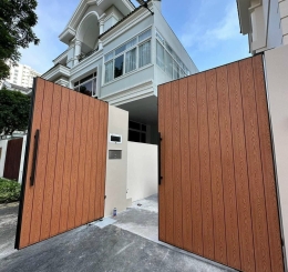 Nhận Thi Công Cổng Sắt Ốp Tấm Ốp Gỗ Nhựa Ngoài Trời Tại Nhơn Trạch