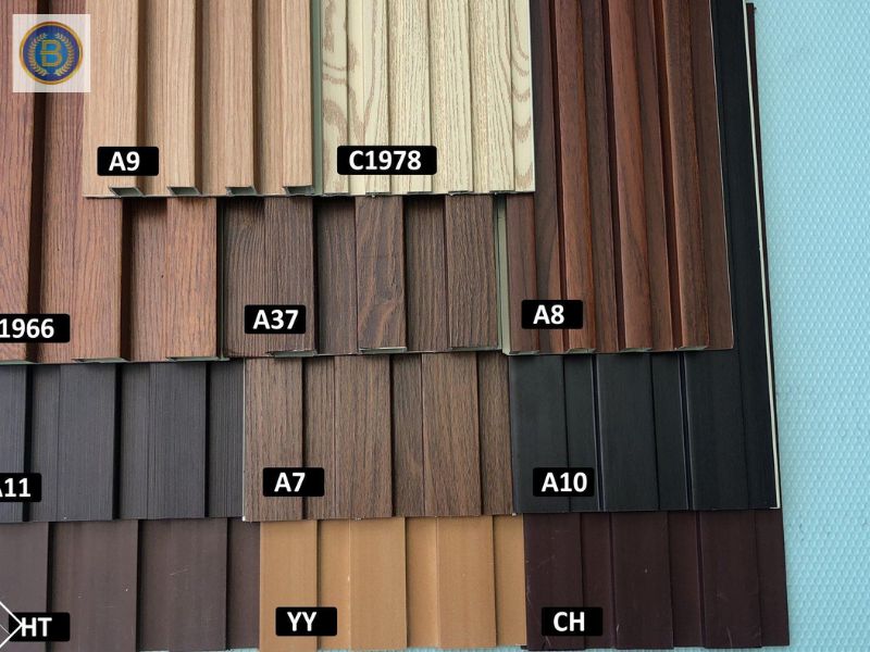 Bảng màu Tấm Ốp Lam Sóng màu gỗ Bảng màu Tấm Ốp Lam Sóng màu gỗ