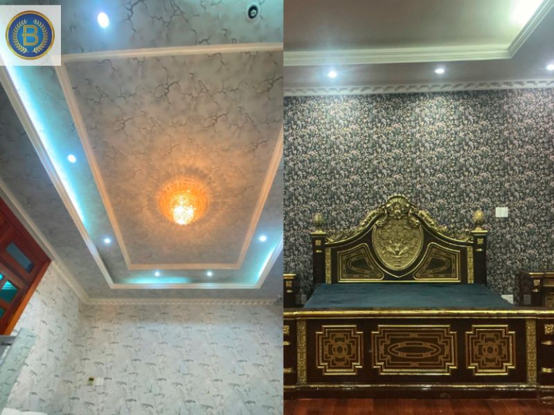 Hoàn thiện Giấy Dán Tường+ Trần cho khách tại Dĩ An
