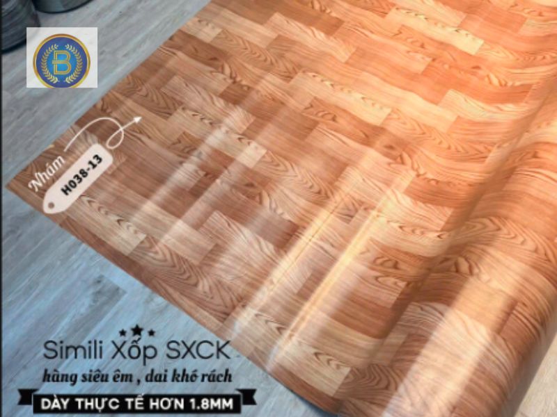 Simili hàng dày 1.8mm có đế xốp màu vân gỗ Simili hàng dày 1.8mm có đế xốp màu vân gỗ