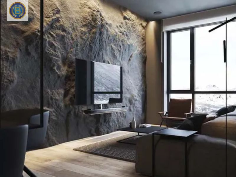 Tấm ốp PU trong phòng khách làm vách TV Tấm ốp PU trong phòng khách làm vách TV