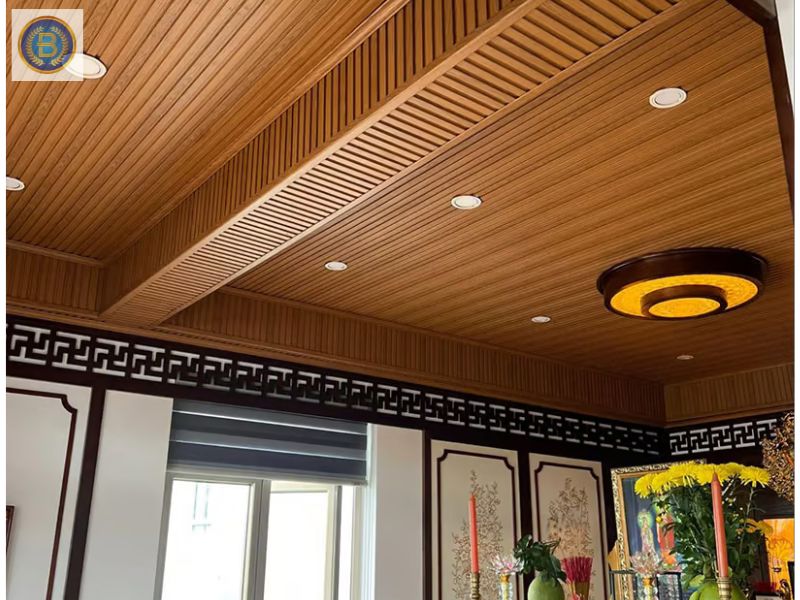 Trần nhựa giả gỗ bằng lam sóng